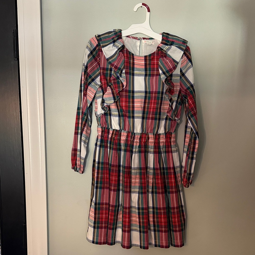 J Crew Crewcuts girls size 12 Plaid Ruffle Kids Dress Christmas Holiday